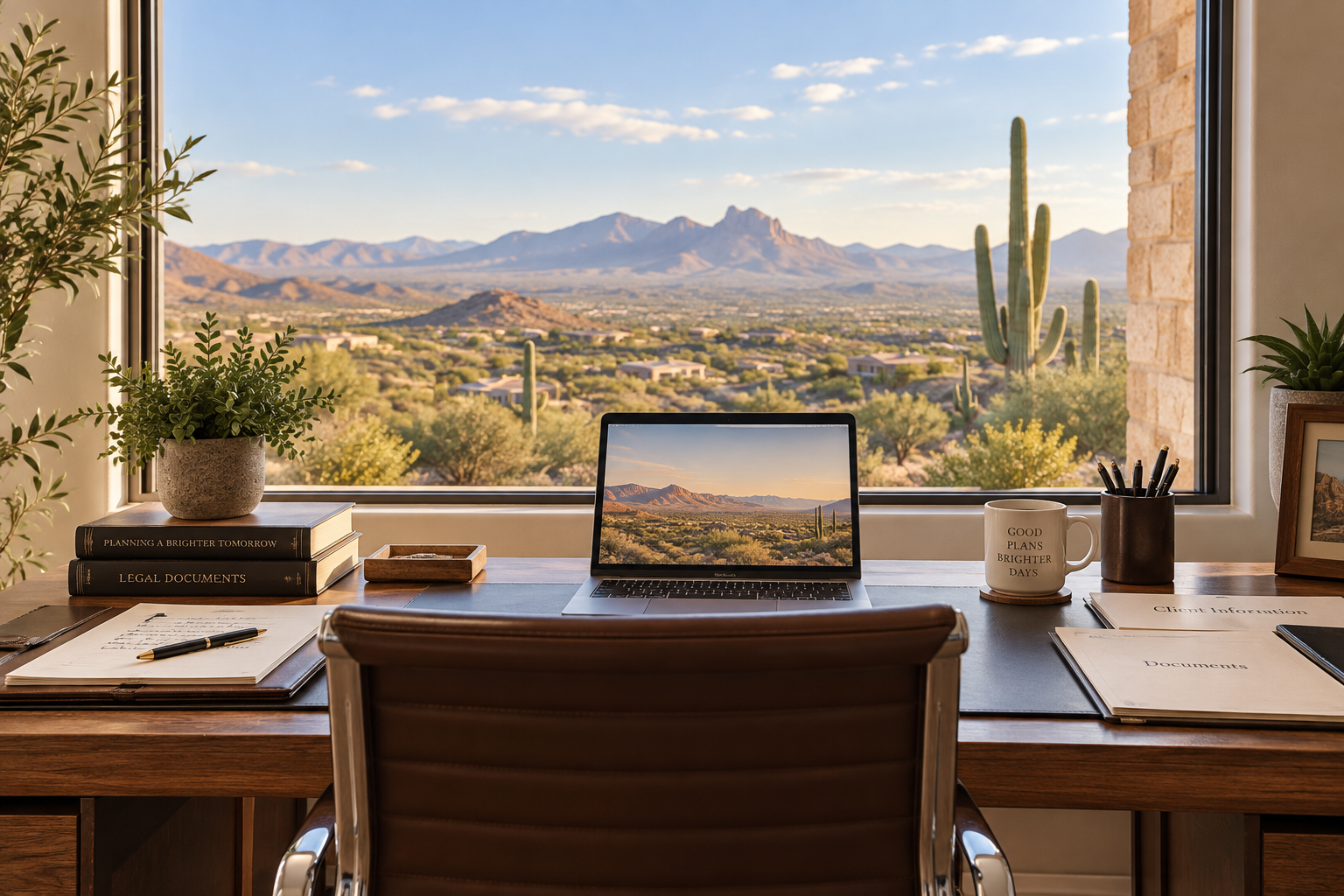 Residential office overlooking the Arizona desert
